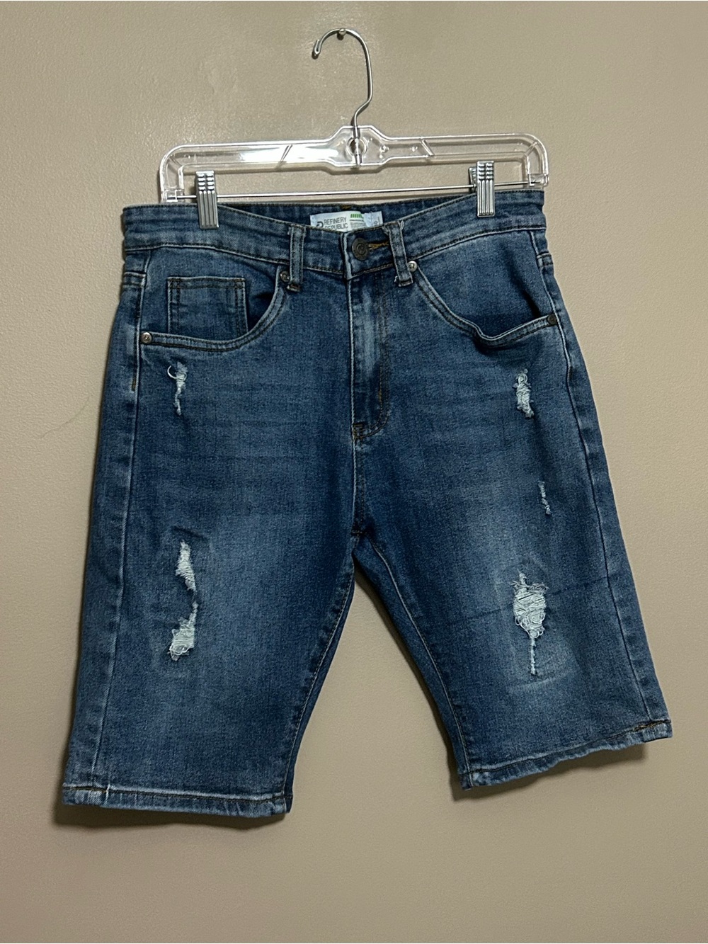 Refinery Republic Men’s Denim Shorts Blue Distressed Bermuda Size 30